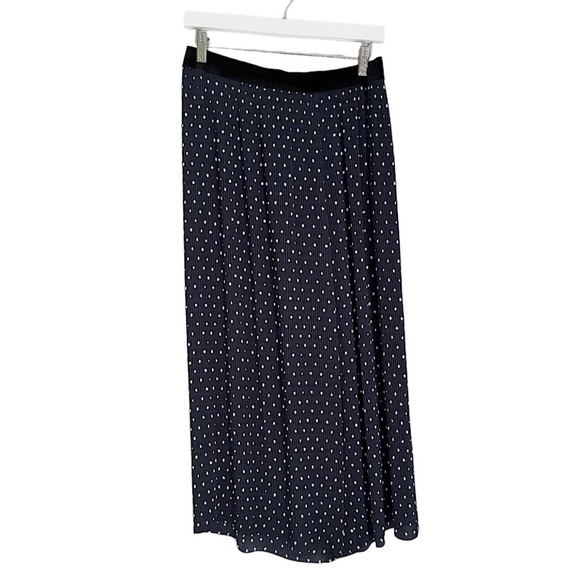 Zara Basic Women’s Wide Leg Polka Dot Pull On Elastic Velour Waist Blue Large - Picture 1 of 5